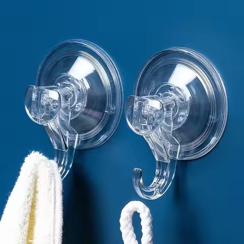 Suction cup hook, transparent and reusable heavy-duty vacuum suction cup hook, glass kitchen supplie