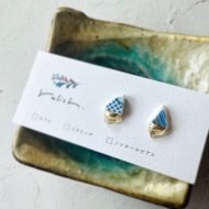 【再販】海陶器 剔透感的美感 黃水晶 綴金工藝 耳環 耳夾 無耳洞耳環 黃色 金色 金 簡約 白色 藍色