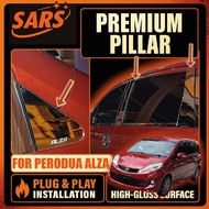 Premium Door Pillar Perodua Alza 2005 – 2011 – Piano Black / Chrome accessories kereta