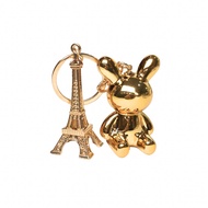 GANTUNGAN Keychain Eiffel Bunny GoldKeychain Motorcycle Car Home Keychain Gold Color Rabbit Eiffel T