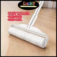 [LUCKY] Lint Roller Sticker Extended Rod Duster Detachable Rod Floor Lint Roller Pet Hair Roller Ref