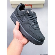 Unisex Sneakers Flash Sale New Stussy x Air Force 1 "Triple Black" Low AF1 Canvas Slip-Resistant Uni
