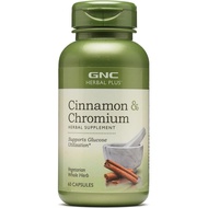 GNC Herbal Plus Cinnamon & Chromium Supplement, Vegetarian 30 Servings