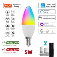 Tuya Wifi E14 Candle Lamp App Control Smart Bulb 5/7/9W RGB+CW LED Light Dimmable Crystal Group Lamp