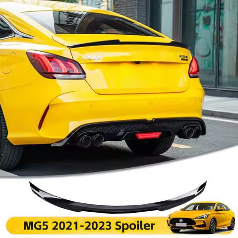For MG5 2021-2023 Rear Trunk Lid Spoiler Black Blade Design ABS Plastic Fixed Wing Exterior Decorati
