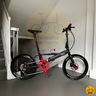 Fnhon Monsoon 22” • 10 Gear Shimano Tiagra Litepro Folding Bicycle Foldie Folding Fold Bike Matte Black Red Dahon Crius