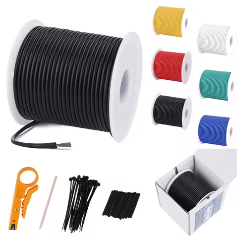 18 awg Electric Wire, with Zip Ties Heat Shrink Tubing Wire Stripper Silicone Insulated Wire Strande