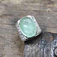 Zamrud Colombia Permata Asli Aksesori Lelaki Cincin Perak Kuku Suasa Columbian Emerald Silver Rings