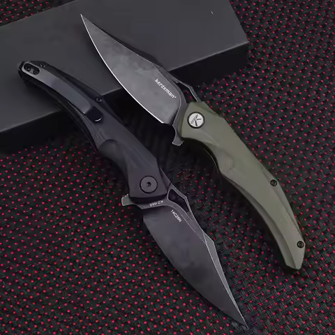 Pocket Folding Knife Black Stonewashed 14C28N Blade G10 Handle Outdoor Tactical Defense Knives Campi