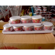 Red Altar Offering Water, 3 Cups and 5 Cups