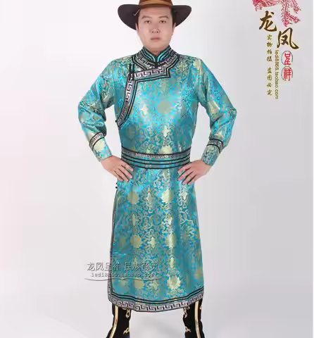 Chinese Mongols Clothing Men's Long National Performance Gown