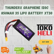 THUNDERX GRAPHENE 120C 850MAH 11.1V 3S LIPO BATTERY XT30 - BhadrikaStore4