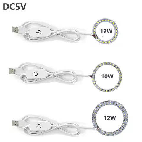 1Pcs DC5V LED Dimmable 3colors Ring lights Board 10W 12W with 1.5m Online Touch Switch Dimming Contr