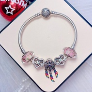 [Free silver cleaner 50 ml bottle] Pandora Bracelet - 925 Italian silver Charm Bracelet, cute pink C