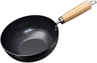 PRETYZOOM Cooking Wok for Home Small Wok Frying Pan Anodised Non-stick Iron Wood Gas Stove Compatibl