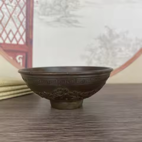 Bronze Old Patina Fish Bowl Ornament Retro Gamer Home Office Decoration Ornament