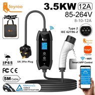 feyree Type2 Portable EV Charger 13A Max with UK 3-pin plug WIFI Smart APP Control Set Charging&Dela