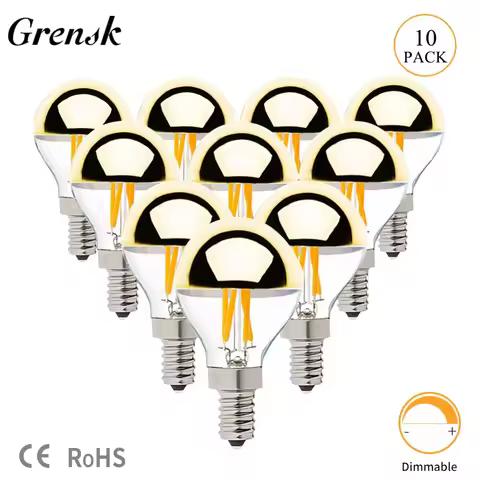 Grensk Gold Mirror Bubble G45 Globe LED Filament Bulb 4W E12 E14 Base Warm White 2700K LED Decorativ