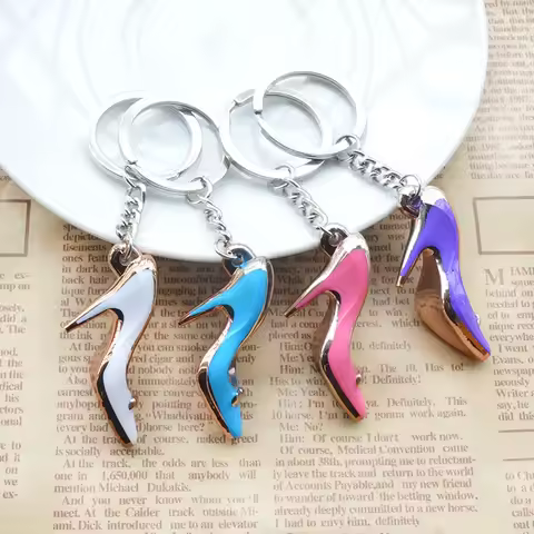 1PCS Cute cartoon keychain high heel key ring chain bag pendant car pendant For Women Jewelry YS-253