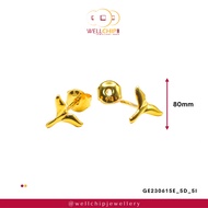 WELL CHIP Leaf Studs Earrings - 916 Gold/Anting-anting Kancing Daun- 916 Emas