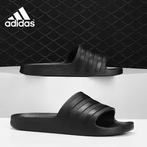 Adidas Unisex Sport Lifestyle Slides F35550 3 Stripes Black Lightweight Casual Sandals