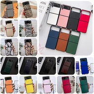 Luxury Stripe Litchi Grain Cross PU Casing Samsung Galaxy Z Flip 4 Z Flip 3 Z Flip 4 Anti-knock Shoc