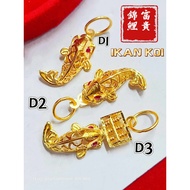 Wing Sing Loket Ikan Koi Sempoa Emas 916 / 916 Gold  Koi Fish Abacus Pendant / 年年有余鲤鱼吊坠