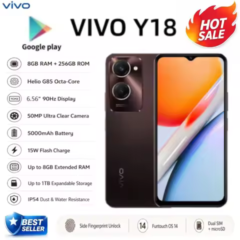 2026 new VIVO Y18 5G Smartphone 8GB+256GB, 6.56in 90Hz Display, 50MP AI Camera, 5000mAh Battery, Fin