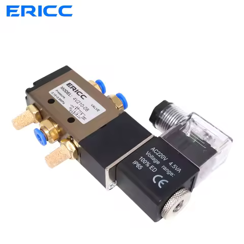 4V210-08 Air Solenoid Valve 5 Way Port 2 Position Gas Pneumatic Electric Magnetic Valve 12V 24V 220V