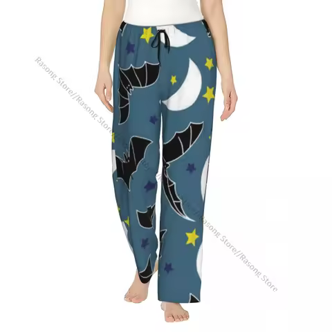 Women Lounge Pants Soft Night Bats Pattern Pajama Pants Sleepwear