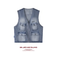 BJHG | Fashion Leisure Denim Vest with 3D Pockets