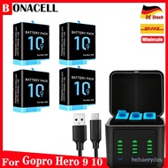 Bonacell 2000mAh for Gopro Hero 10 Hero 9 Hero 7 hero 6 hero 5 Black Baery telesin for gopro 9 Black camera essories