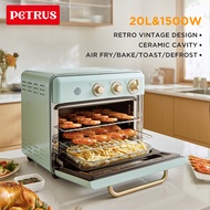 【1 Year Warranty】Petrus PE7920 Multi-function Air Fryer Convection Oven 20L 1500W with Ceramic Non-stick Cavity, Air Fry | Toast | Bake | Broil | Roast | Dehydrate | Defrost