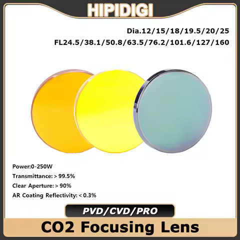 HIPIDIGI CO2 Focusing Lens USA CVD China PVD ZnSe Pro Dia.15 18 19.05 FL38.1 50.8 63.5 for CO2 Laser