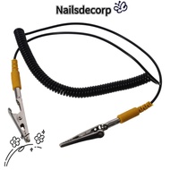 NAILS Anti-Static ESD Grounding Cable, 180cm / 71" PU,Metal Coiled Cord, Male-to-Female Black 2mm wi
