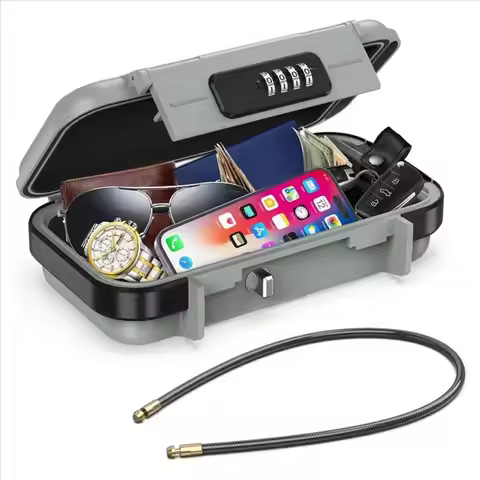 Combination Lock Portable Safe Box Large Capacity Waterproof Design Travel Safe Box Durable Anti-Pry