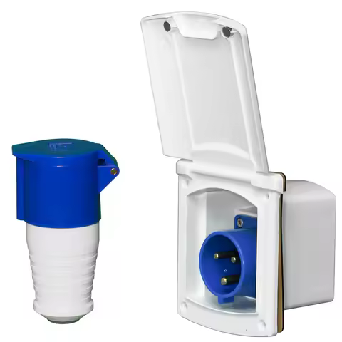 32 Amp Rv Inlet Plug & Rv Outlet Box Kit, 32 Amp Camper Plug Shore Power Inlet with Connector Protec