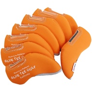 Blue Tee Golf Iron Cover Window with Name Type 8 pcs Set Stretch Material Orange