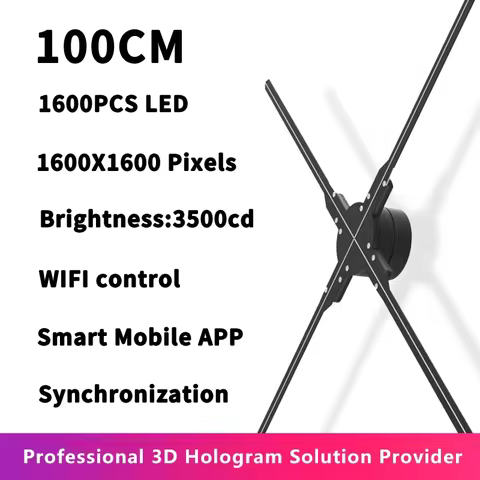 ACEVSN 3D Hologram Fan 100cm 1600 Piece LED/1024 Piece LED WIFI Support Video Wall Synchronization f