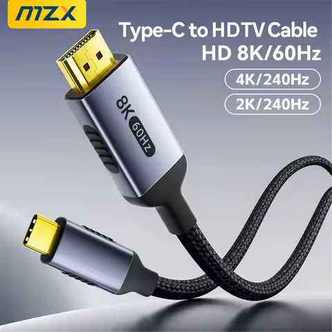 MZX 1m/2m/3m 3.28/6.56/9.84ft USB Type C to HDMI-Compatible HDTV Cable Converter 8K 4K 60Hz 120Hz Co