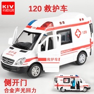 Simulation Ambulance 120 First Ambulance Alloy Car Model Sound Light Pull Back Toy