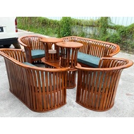 KERUSI KAYU JATI KERANJANG/SOFA KAYU JATI 3211+MEJA/SET SOFA KAYU JATI KERANJANG
