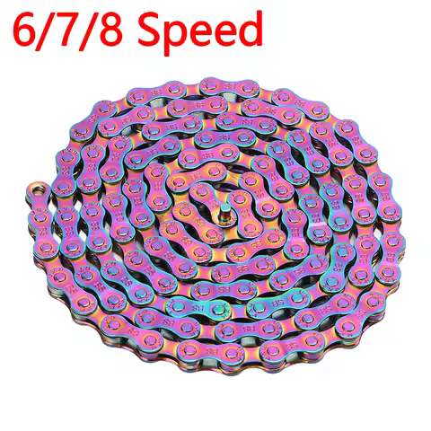 8 Speed Chain Bike Chain Rust Proof Sensitive Colorful Electroplating 6 7 8 Speed Chain for Road Mou