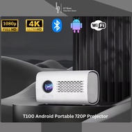 T100 Portable Mini Projector Android 9 System 4K Full HD WIFI BT Keystone 1080P Office Classroom Hom