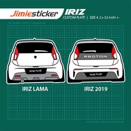 Sticker Kereta Proton Iriz, Sticker Belakang , Custom Warna dan Nombor Plate.