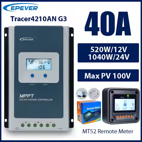 40A MPPT Solar Charge Controller 12V 24V Battery Voltage Max Solar Panel 100V EPEVER Regulator With 