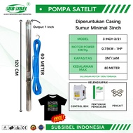 SATELLITE WATER PUMP SUBMERSIBLE PUMP 3 INCH 3/21 - 1HP + 60 METER CABLE - SUBSIBEL INDONESIA