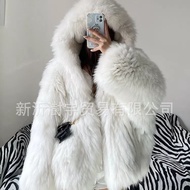 Fur Women's Fox Fur Coat Hooded Large Fur Top Autumn Winter tt2025.1022