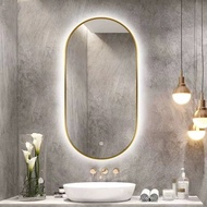 Smart Mirror Wall Mounted Bathroom Mirror with Metal Frame LED Touch Screen Mirror Tri-color Dimming