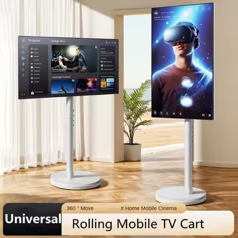 360° Rotating Height Adjustable TV Stand with Silent Casters -Mobile Floor Mount TV Cart for 10-46" 